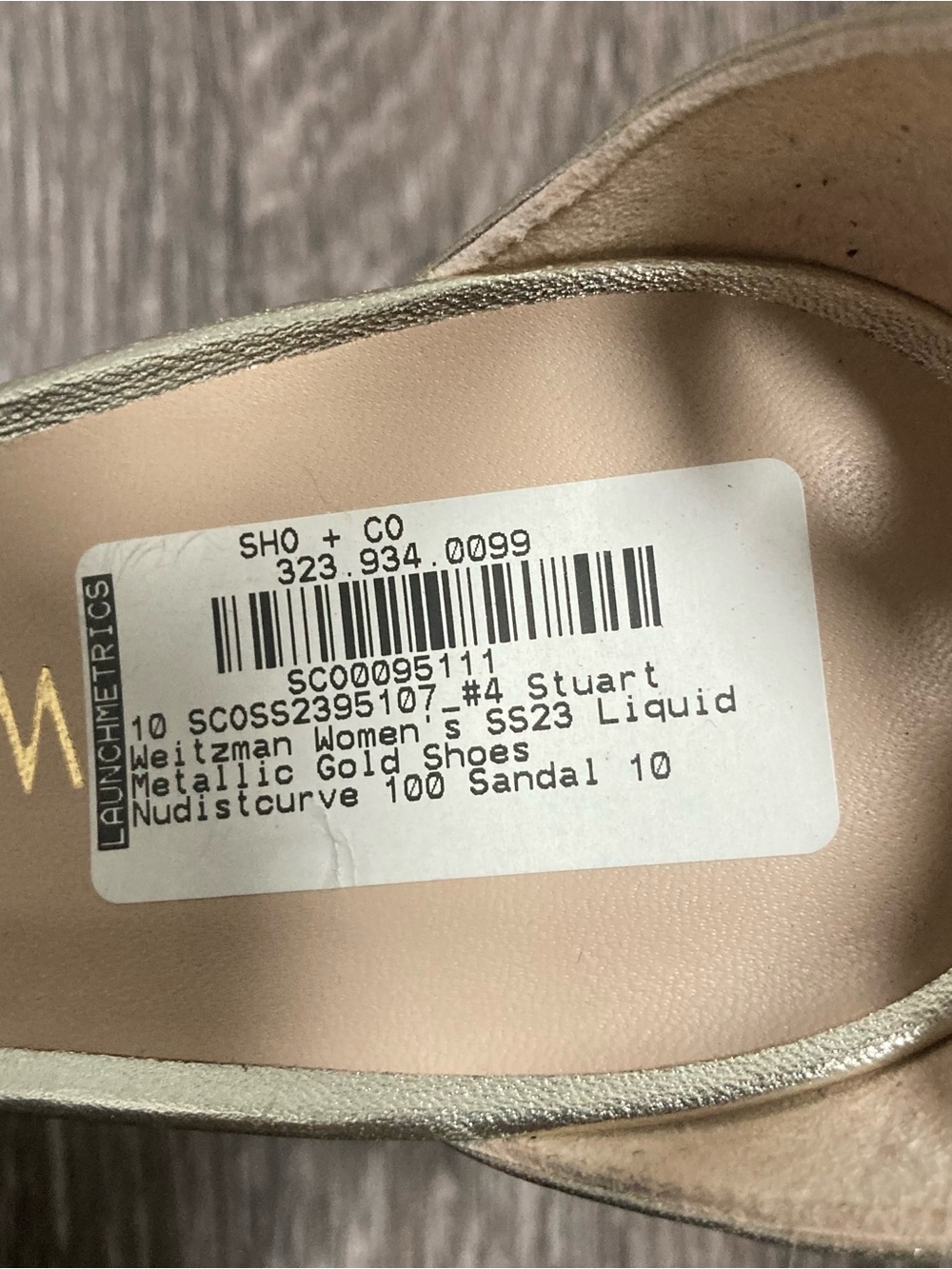 Stuart Weitzman Nudistcurve 100 Liquid Metallic Gold Sandal Heels Size 10 - Picture 9 of 9